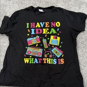 Black Graphic T-Shirt with Colorful Print